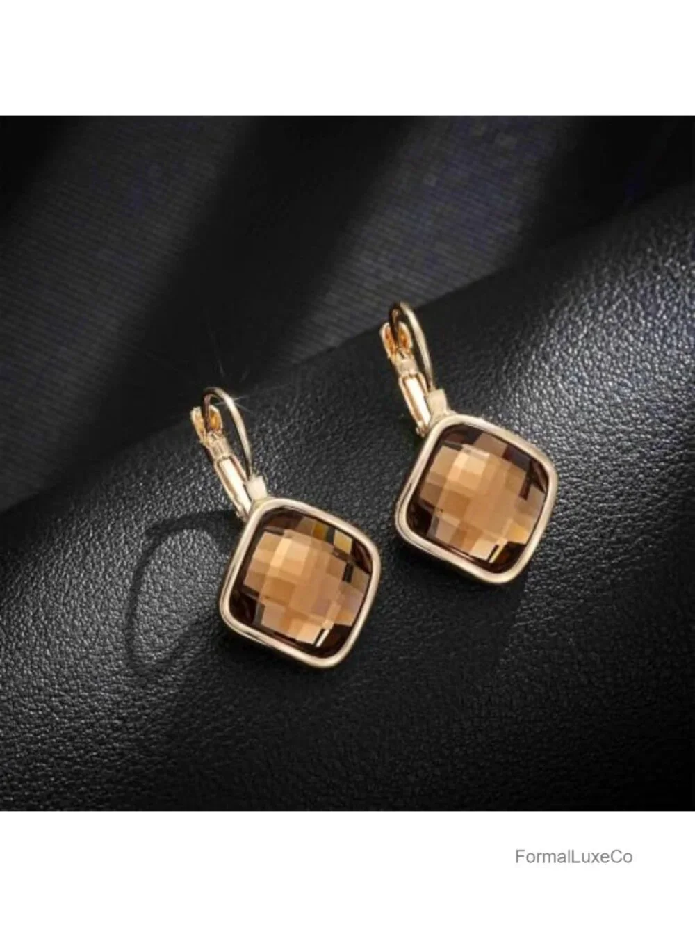 14K Gold Plated Austrian Crystal Leverback Drop Earrings